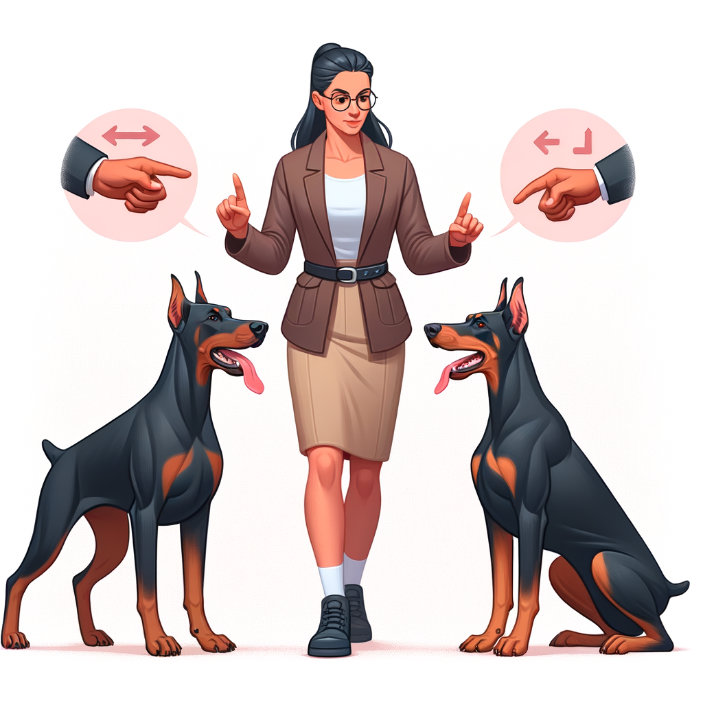Professional dog trainer showcasing Doberman training techniques, highlighting male vs female Doberman training differences and gender-specific dog training methods for the Doberman breed.