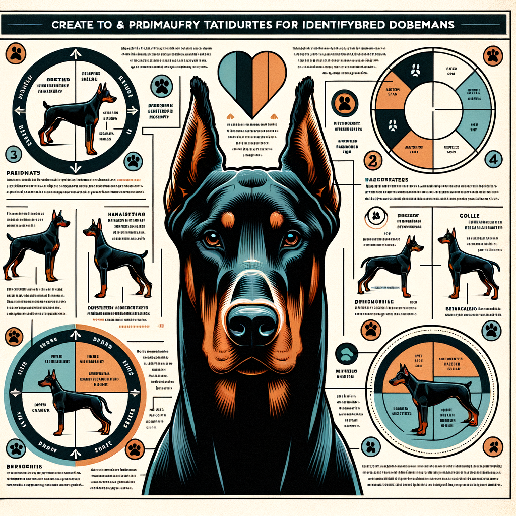 Infographic illustrating the key characteristics, traits, and breed standards for recognizing purebred Dobermans, a comprehensive guide to Doberman breed identification.