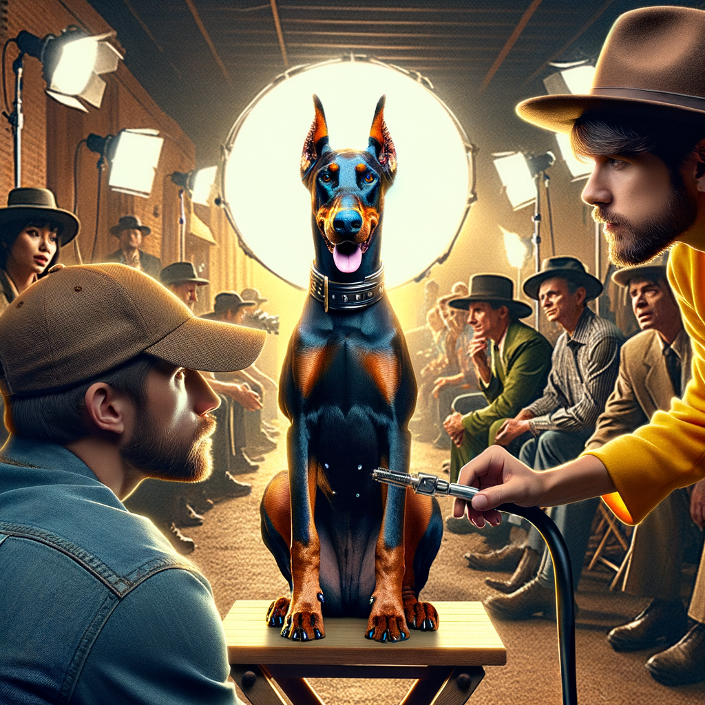 Behind-the-scenes training of Doberman breed for its role in Hollywood movie, showcasing canine stardom, famous Doberman actors, and the charm of Dobermans on screen in the entertainment industry.