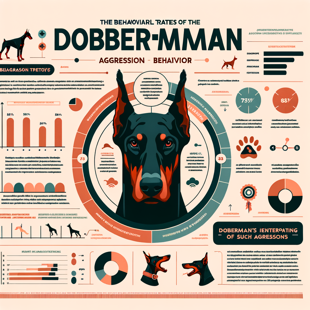 Infographic detailing Doberman aggression traits, Doberman breed behavior, and aggressive behavior in Dobermans based on Doberman aggression studies, providing insights into understanding Doberman aggression and key Doberman breed characteristics.