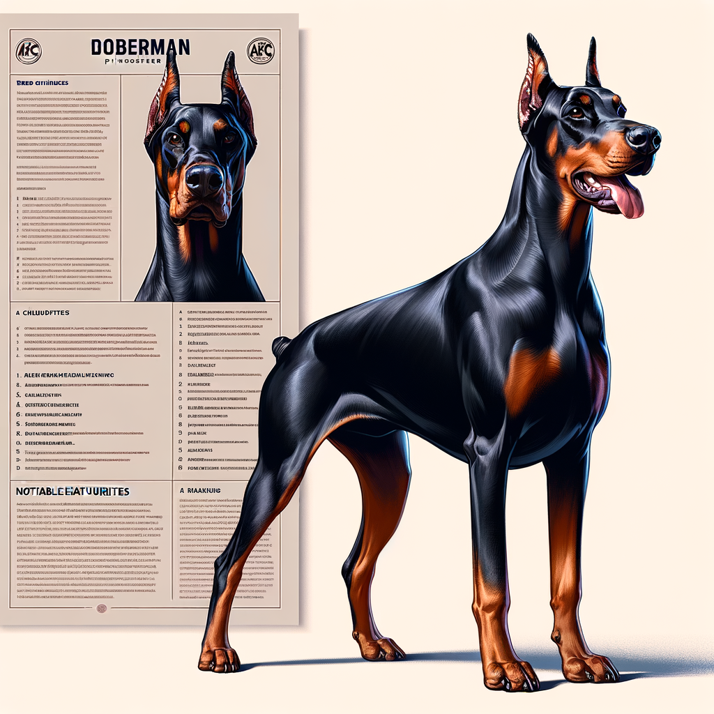 Exceptional Doberman showcasing AKC breed standards with a detailed illustration, highlighting key American Kennel Club Doberman characteristics and standards for understanding and deciphering Doberman traits.